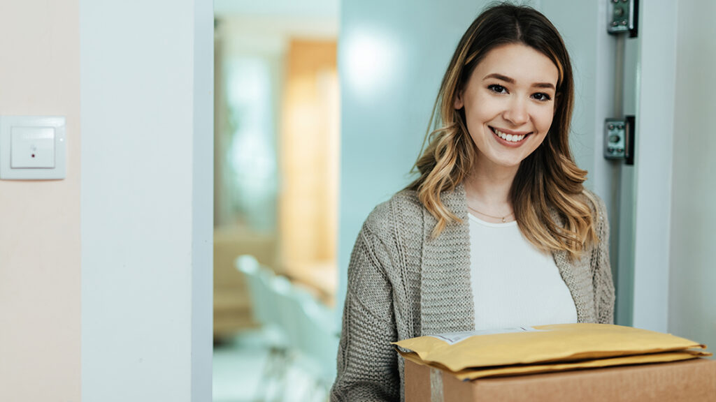 woman holding box