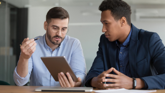 business men working on tablet